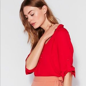 Express Women’s Red Button Down Shirt